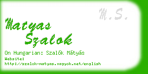 matyas szalok business card